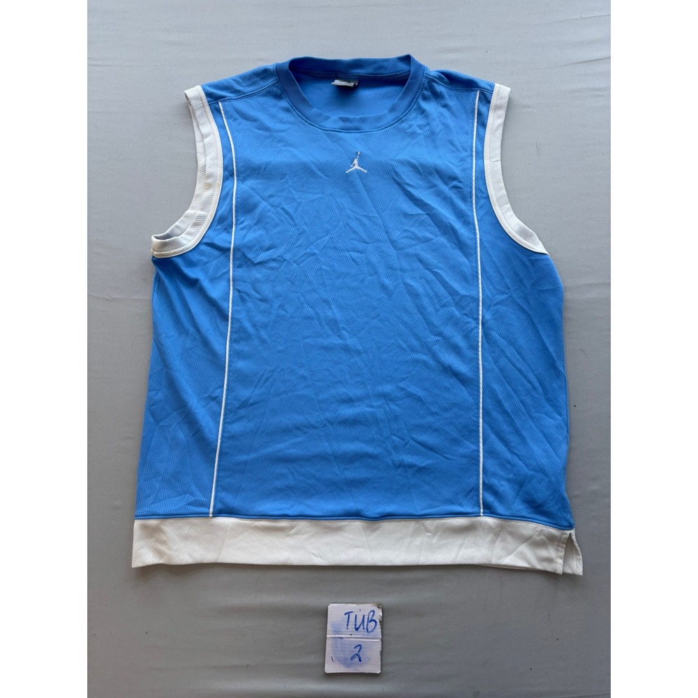 Jordan Brand Mens Carolina Blue White Sleeveless Basketball Jersey Top Large